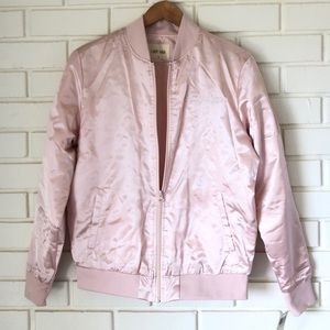 NWT Lady Gaga Blush Pink Satin Bomber Jacket